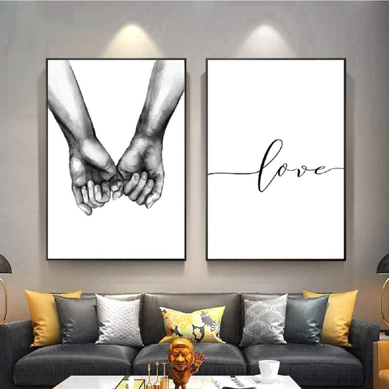 LSHDXD Hands Forever No Framed Canvas Wall Art,Love and Hand in Hand Minimalist Black and White Canvas Line Art Print Poster Sketch Art Line Painting for Bedroom - Image 5